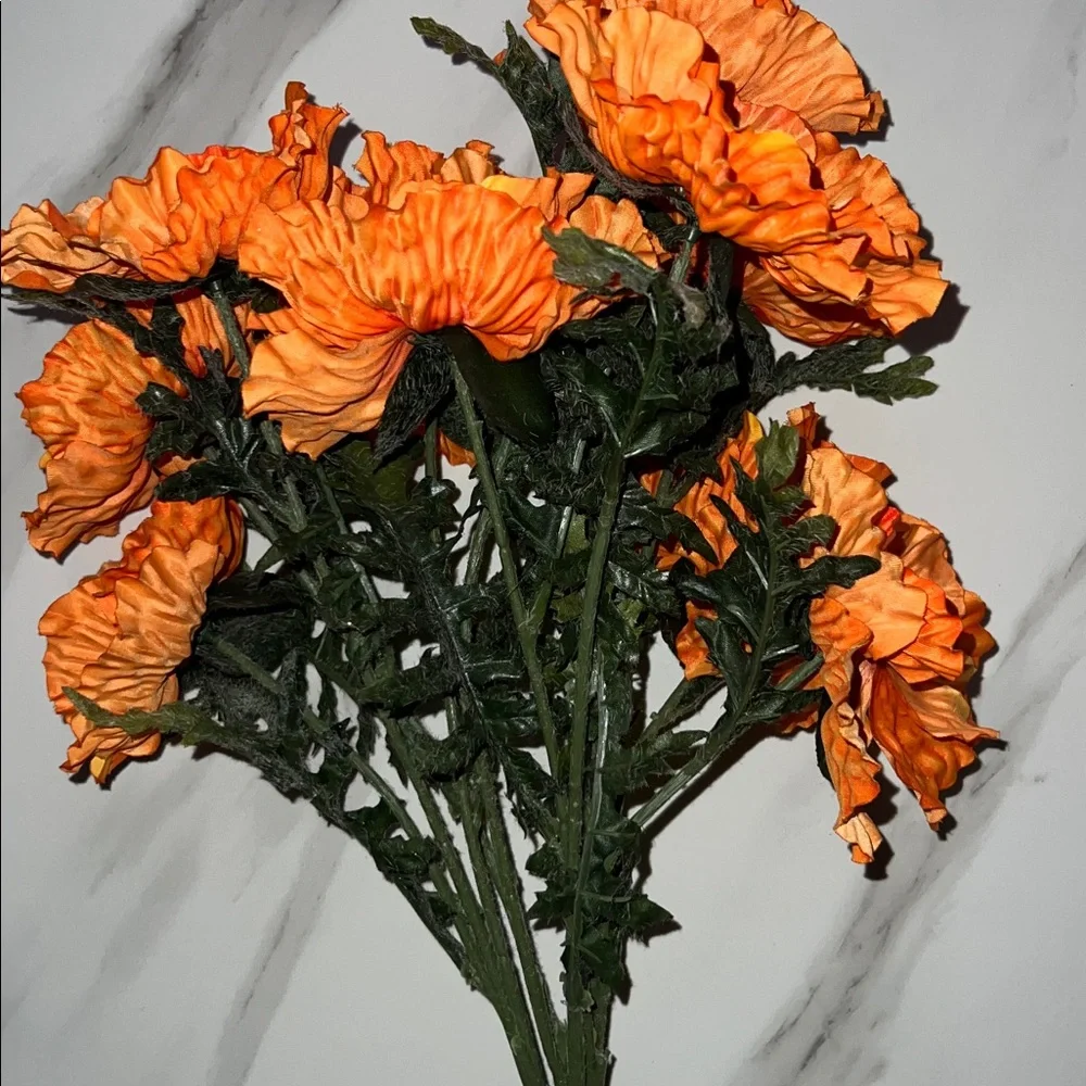 Orange Faux Poppy Floral Arrangement